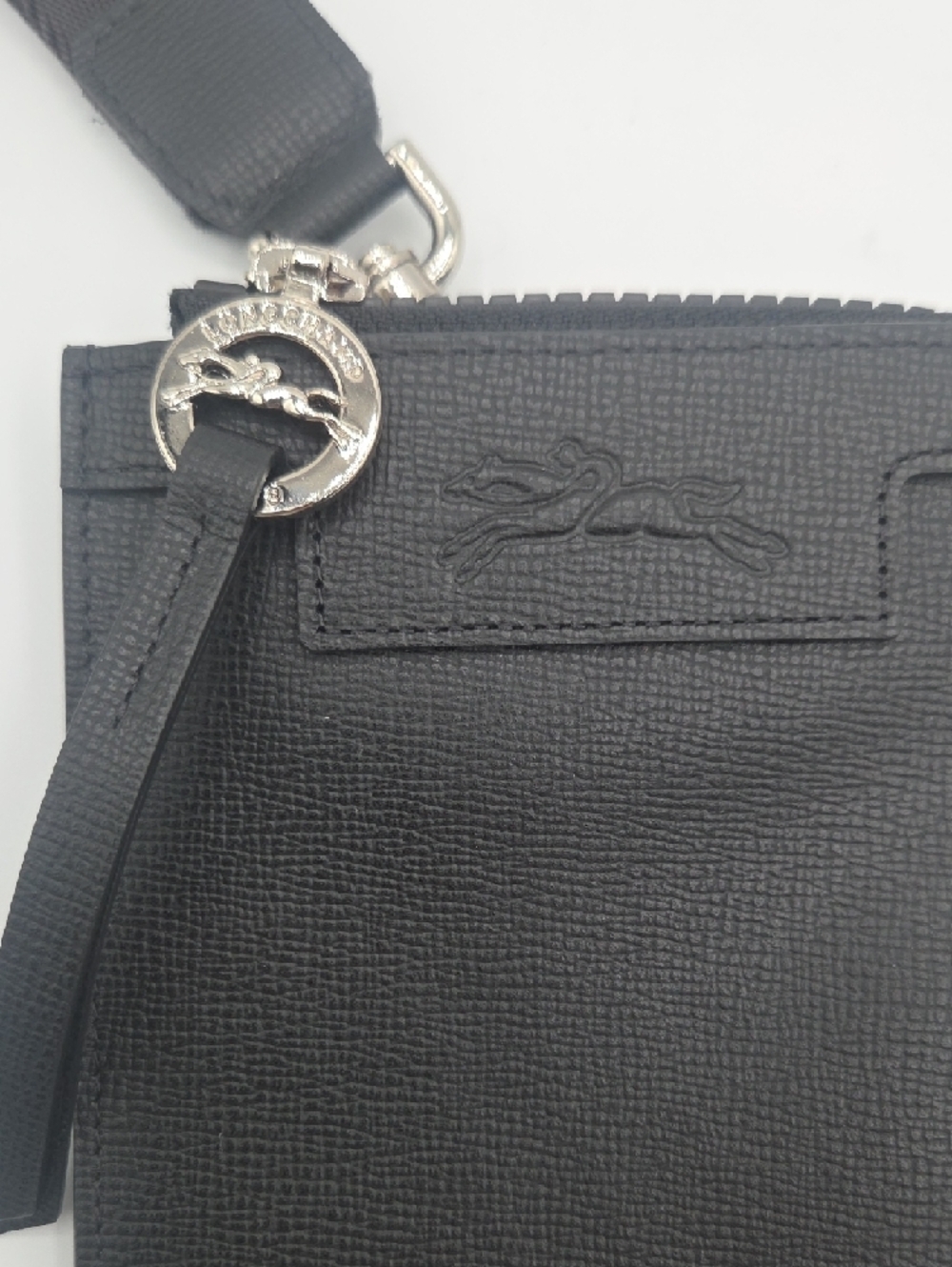 NWOT Longchamp Le Foulonné Leather Phone Case & Card Holder Lanyard - Black - Picture 5 of 11